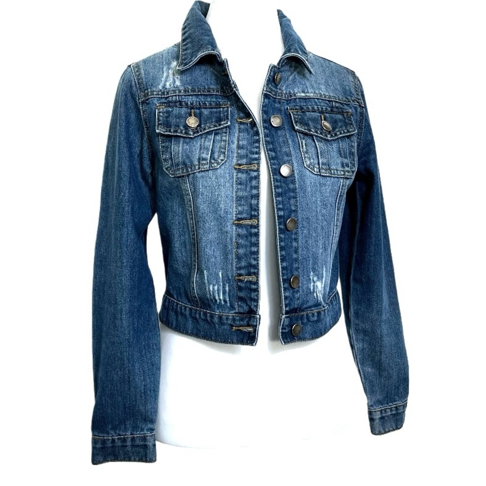 ENCORE JEANS Women’s Distressed Denim Jean Jacket Size S